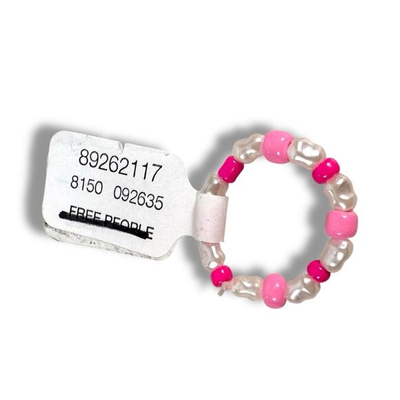 Free People Kleo Ring Pink Coral Pearl Toe Ring One Size Beach Bohemian Summer - Picture 6 of 6